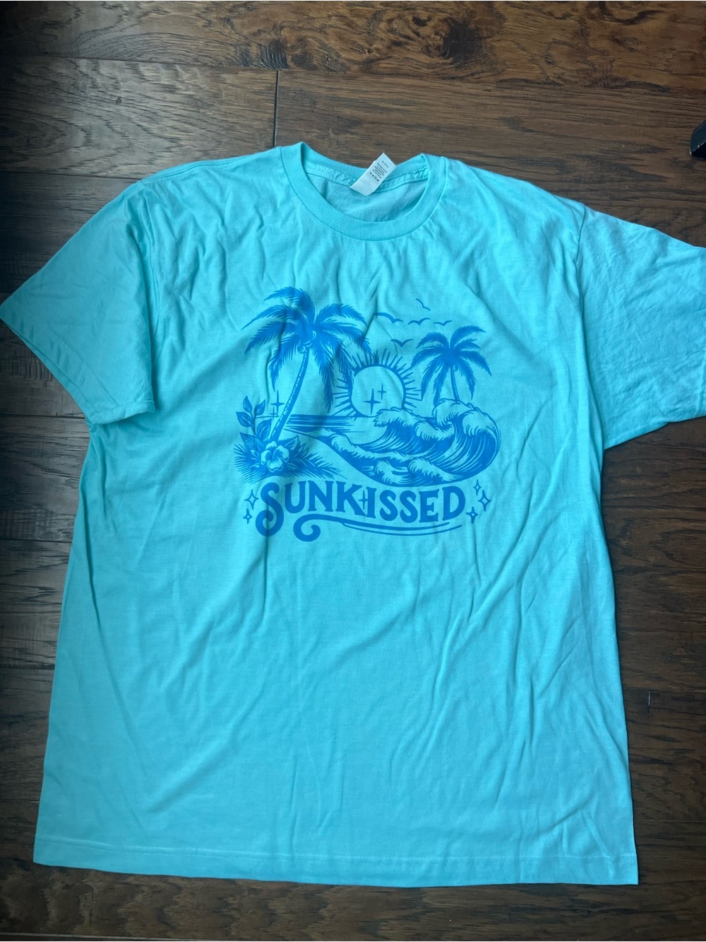 Sunkissed Tropical Graphic Tee - Aqua Blue